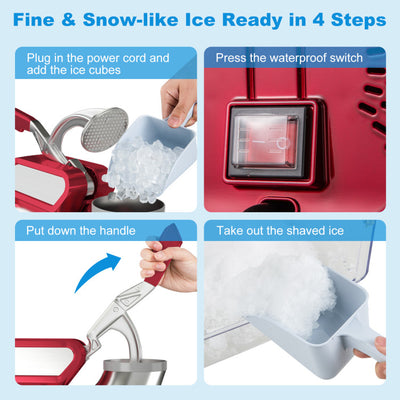 660 LBS/H Commercial Ice Crusher 120V 300W Stainless Steel Electric Ice Shaver Snow Cone Machine with Anti-slip Foot Pads, Dual Blades, Safety On/Off Switch