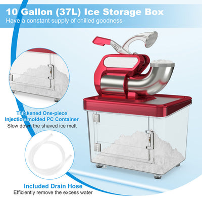 660 LBS/H Commercial Ice Crusher 120V 300W Stainless Steel Electric Ice Shaver Snow Cone Machine with Anti-slip Foot Pads, Dual Blades, Safety On/Off Switch