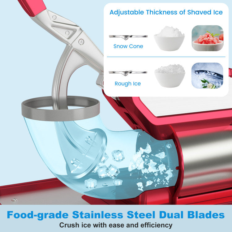 660 LBS/H Commercial Ice Crusher 120V 300W Stainless Steel Electric Ice Shaver Snow Cone Machine with Anti-slip Foot Pads, Dual Blades, Safety On/Off Switch