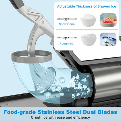 660 LBS/H Commercial Ice Crusher 120V 300W Stainless Steel Electric Ice Shaver Snow Cone Machine with Anti-slip Foot Pads, Dual Blades, Safety On/Off Switch