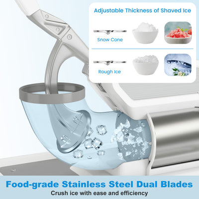 660 LBS/H Commercial Ice Crusher 120V 300W Stainless Steel Electric Ice Shaver Snow Cone Machine with Anti-slip Foot Pads, Dual Blades, Safety On/Off Switch