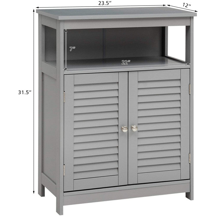 Wood Freestanding Bathroom Storage Cabinet with Double Shutter Door