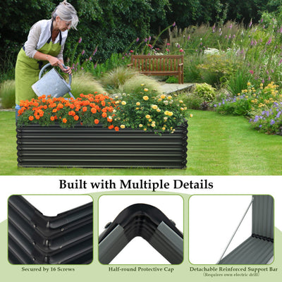 71 Inch Galvanized Metal Raised Garden Bed for Garden Backyard