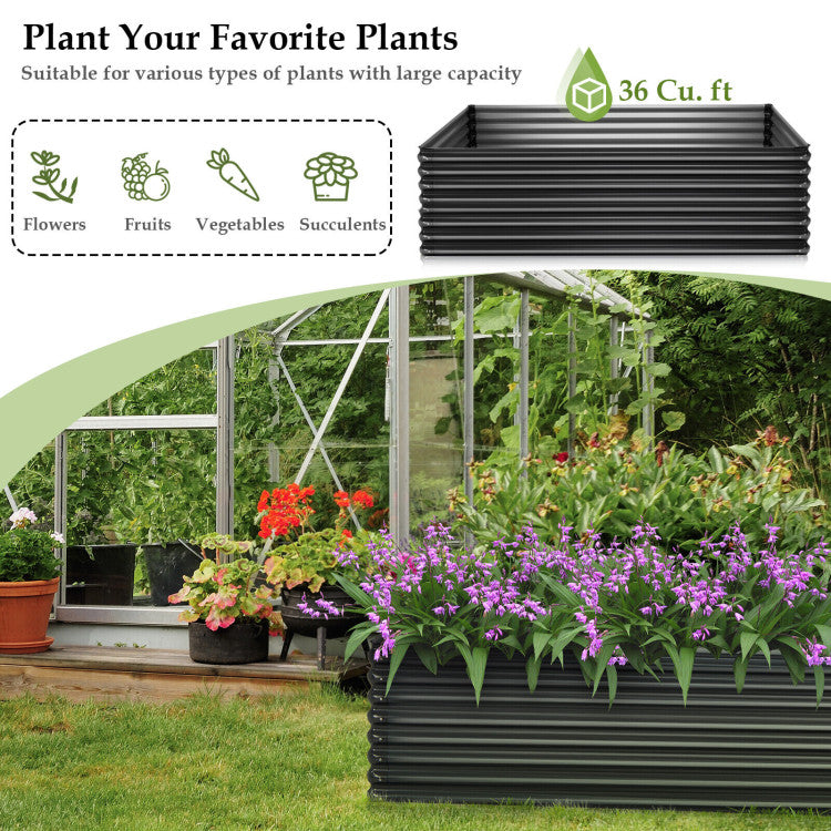 71 Inch Galvanized Metal Raised Garden Bed for Garden Backyard