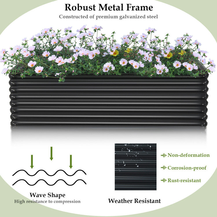 71 Inch Galvanized Metal Raised Garden Bed for Garden Backyard