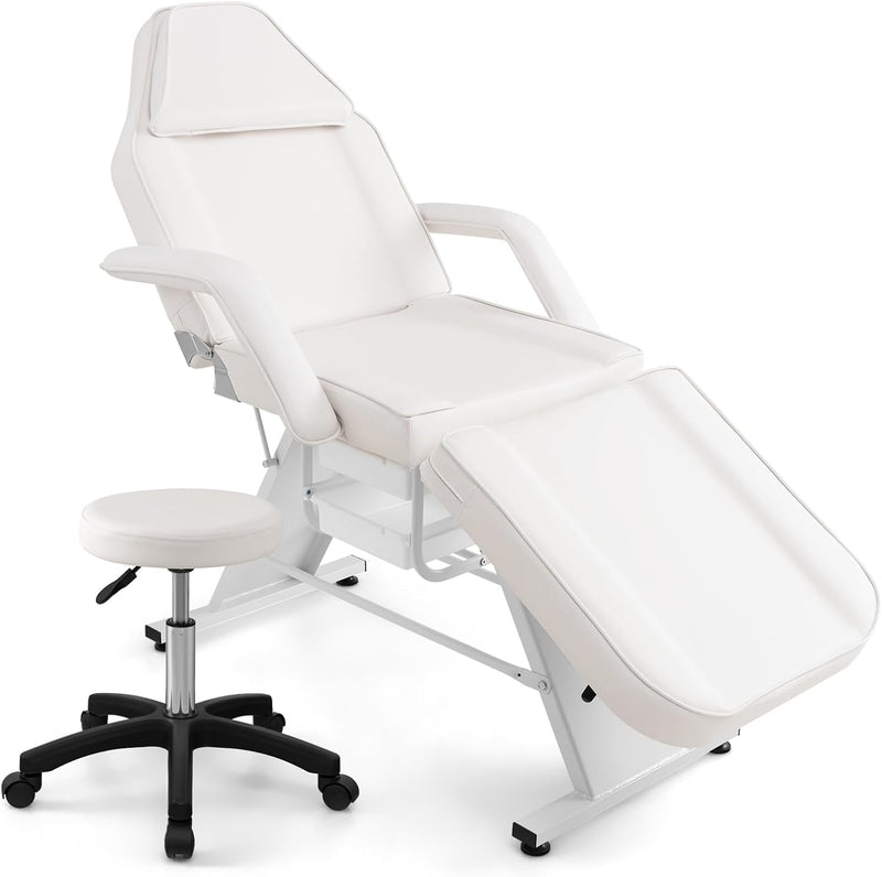 72 Inch Massage Bed 3-Section Tattoo Facial Chair with Adjustable Backrest and Storage Boxes for Treatment Beauty Spa