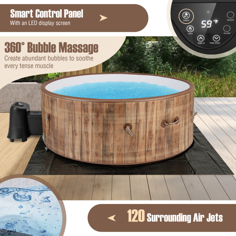 72 Inches 4-6 Person Inflatable Hot Tub SPA with LED Display and 120 Air Jets