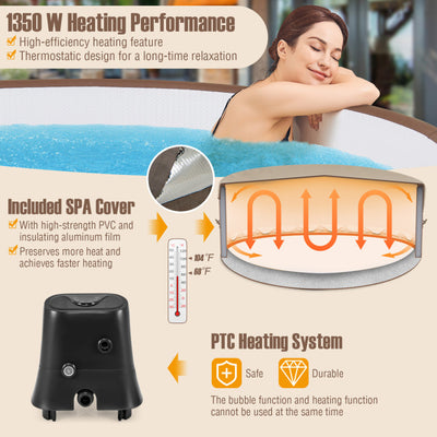 72 Inches 4-6 Person Inflatable Hot Tub SPA with LED Display and 120 Air Jets