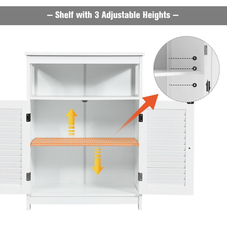 Wood Freestanding Bathroom Storage Cabinet with Double Shutter Door