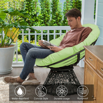 Rattan Papasan Chair Ergonomic 360-Degree Swivel with Soft Cushion