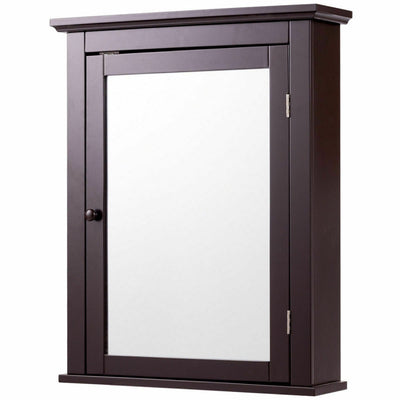 Wall Mount Bathroom Cabinet with One Mirror Single Door Adjustable Shelves Retro Handle