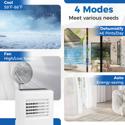 8000 BTU Portable Air Conditioner 3-in-1 AC Unit with Dehumidifier and Remote Control