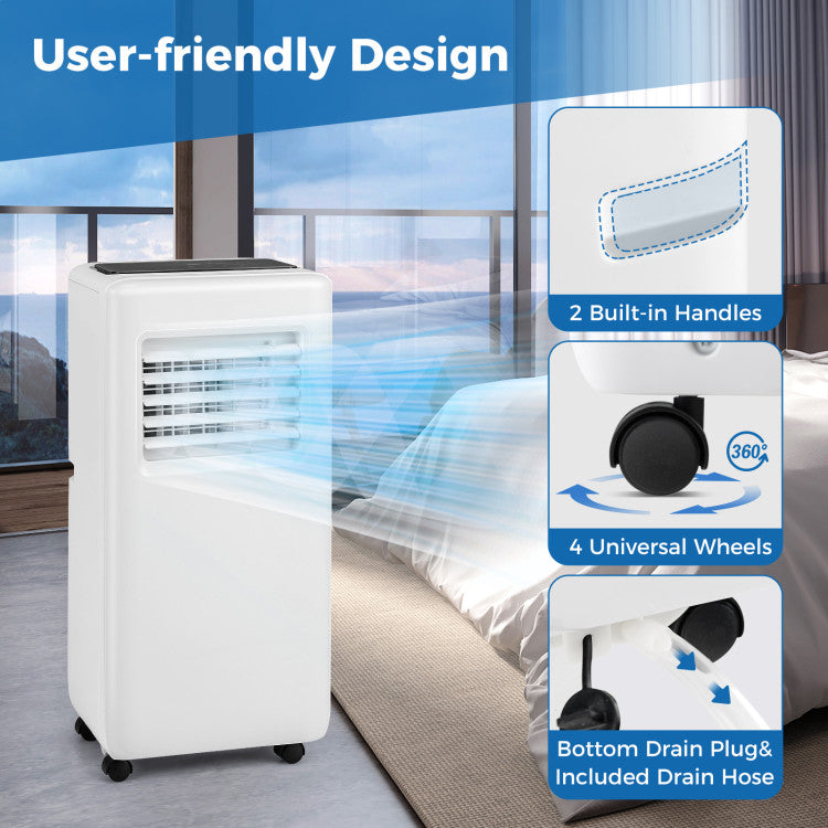 8000 BTU Portable Air Conditioner 3-in-1 AC Unit with Dehumidifier and Remote Control