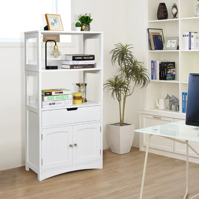 Bathroom Storage Cabinet with Drawer and Open Shelf and 2-Door Cabinet