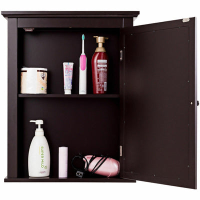 Wall Mount Bathroom Cabinet with One Mirror Single Door Adjustable Shelves Retro Handle