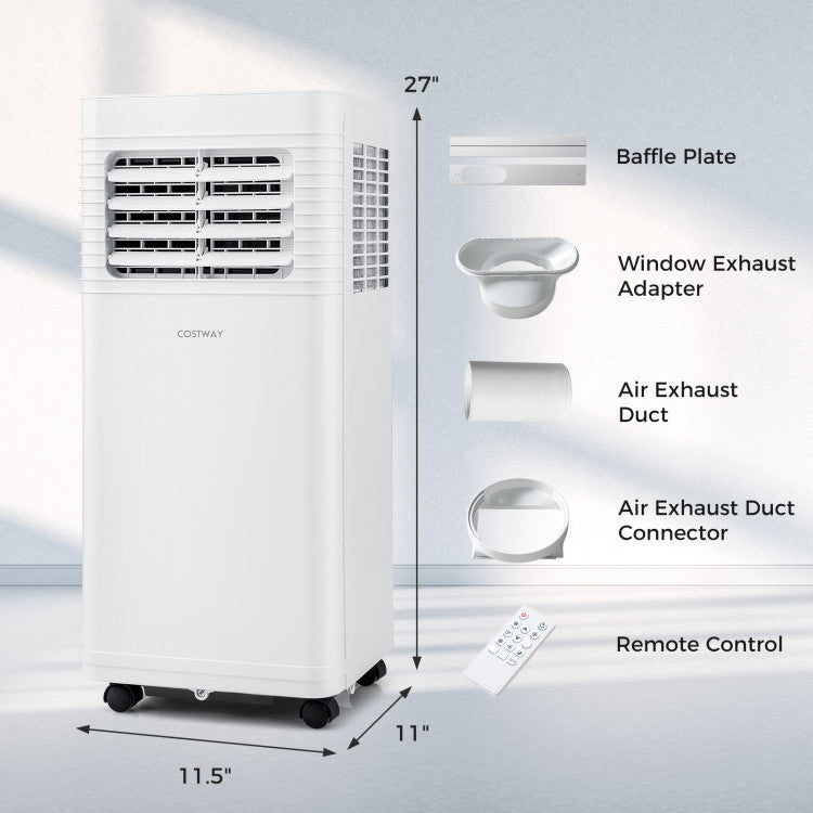 8000/9000 BTU Portable Air Conditioner 3 in 1 AC Unit with 24H Timer and 4 Universal Wheels