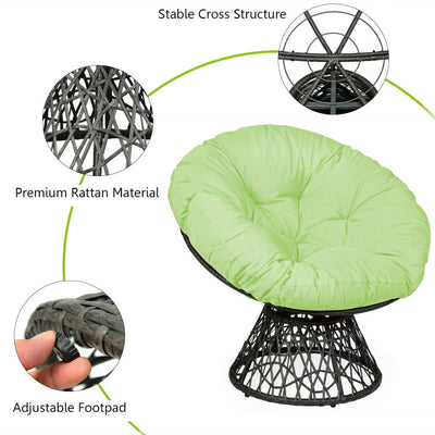 Rattan Papasan Chair Ergonomic 360-Degree Swivel with Soft Cushion