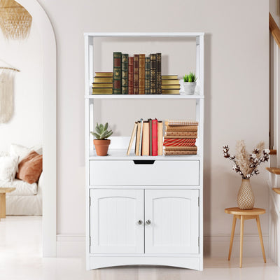 Bathroom Storage Cabinet with Drawer and Open Shelf and 2-Door Cabinet