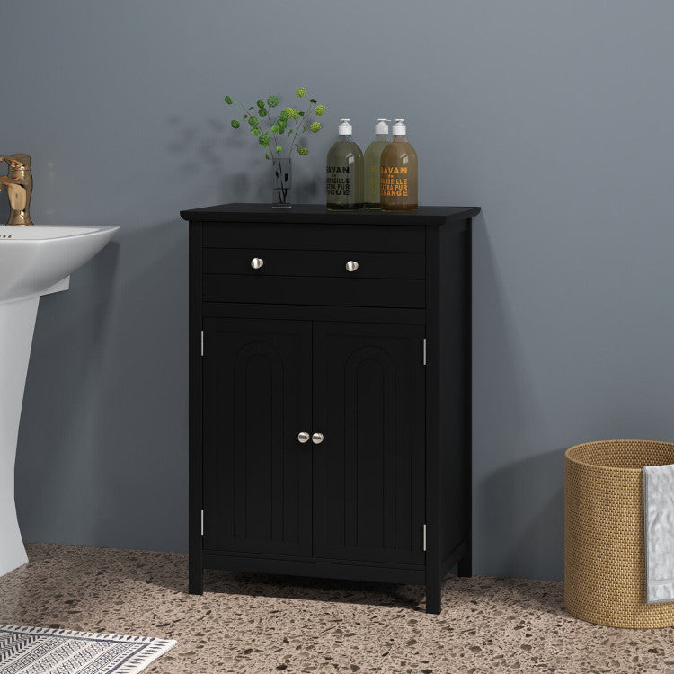 2-Door Freestanding Bathroom Cabinet with Drawer and Adjustable Shelf