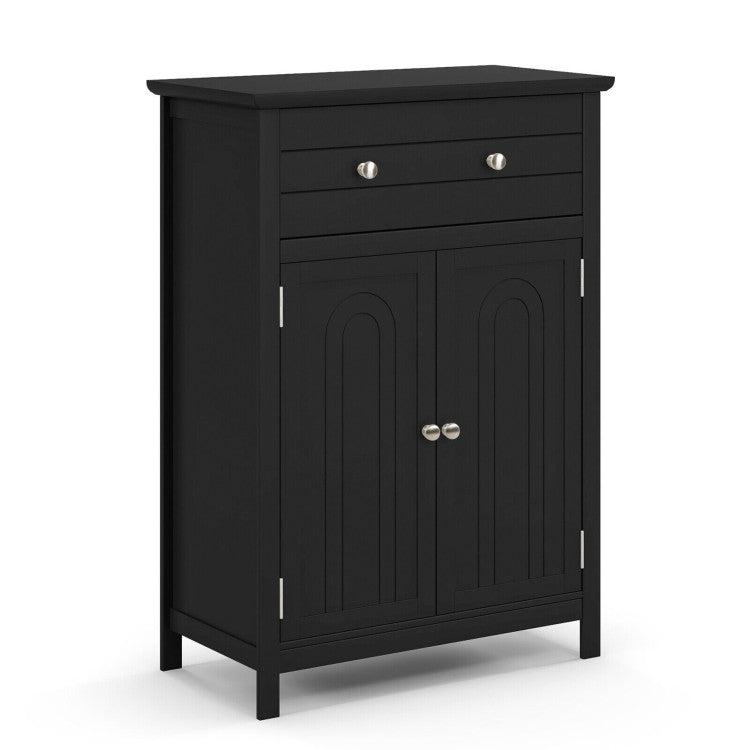 2-Door Freestanding Bathroom Cabinet with Drawer and Adjustable Shelf