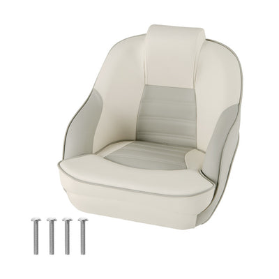 Captain Bucket Seat Pontoon Boat Seats High Back Boat Sightseeing Chair with Curve Armrest and Waterproof PVC Leather