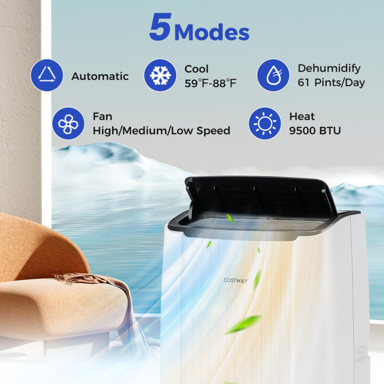 12000/14000 BTU Portable Air Conditioner 5-in-1 Smart WiFi Enabled AC Unit with 24H Timer and Remote Control