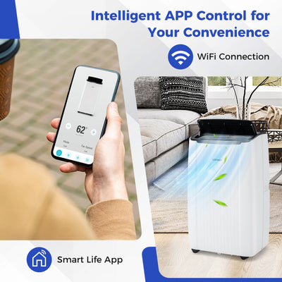 12000/14000 BTU Portable Air Conditioner 5-in-1 Smart WiFi Enabled AC Unit with 24H Timer and Remote Control