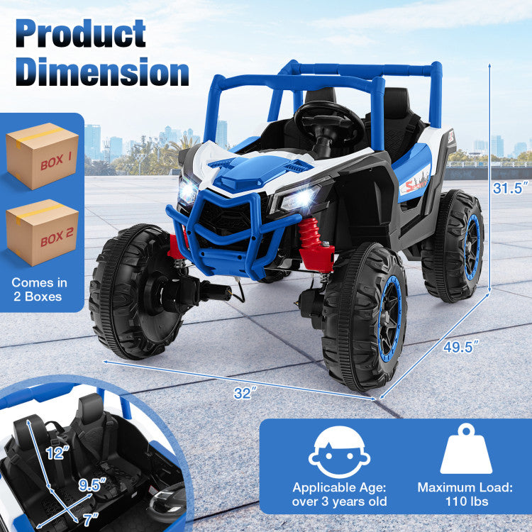 24V 2-Seater Kids Ride On UTV Off-Road Truck Battery Powered Toy Car with Remote Control and Suspension Spring System