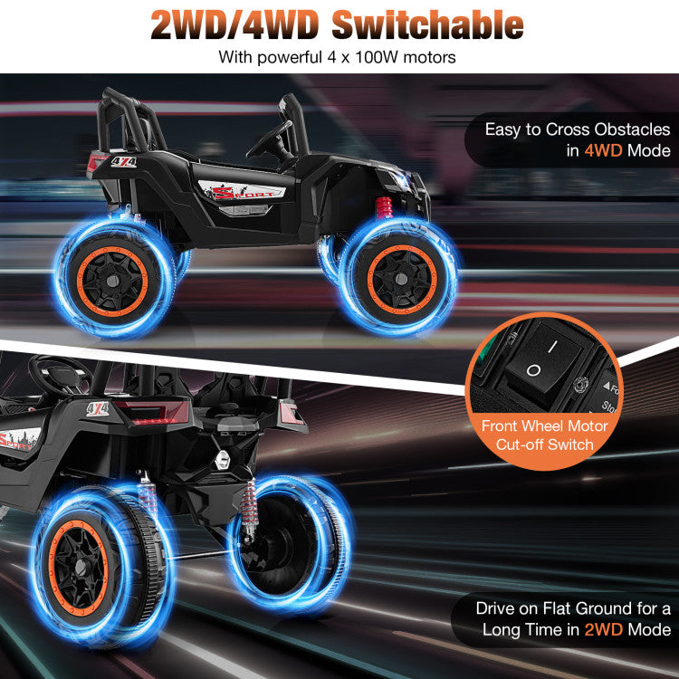 24V 2-Seater Kids Ride On UTV Off-Road Truck Battery Powered Toy Car with Remote Control and Suspension Spring System