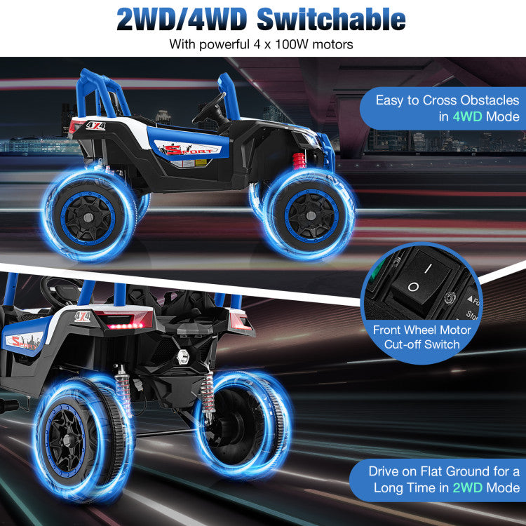 24V 2-Seater Kids Ride On UTV Off-Road Truck Battery Powered Toy Car with Remote Control and Suspension Spring System