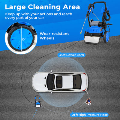 2300 PSI 1.8 GPM Electric Pressure Washer with Wheels and 5 Quick Connect Nozzles