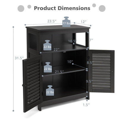 Wood Freestanding Bathroom Storage Cabinet with Double Shutter Door