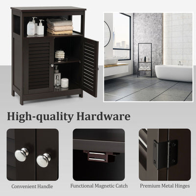 Wood Freestanding Bathroom Storage Cabinet with Double Shutter Door