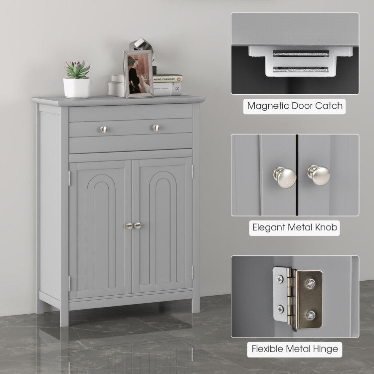 2-Door Freestanding Bathroom Cabinet with Drawer and Adjustable Shelf