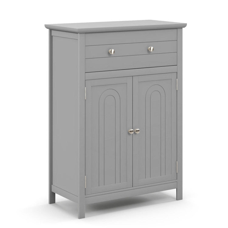 2-Door Freestanding Bathroom Cabinet with Drawer and Adjustable Shelf