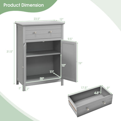 2-Door Freestanding Bathroom Cabinet with Drawer and Adjustable Shelf