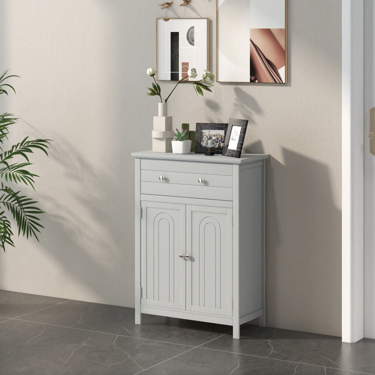 2-Door Freestanding Bathroom Cabinet with Drawer and Adjustable Shelf