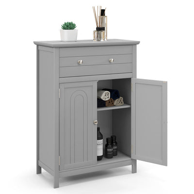 2-Door Freestanding Bathroom Cabinet with Drawer and Adjustable Shelf