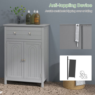 2-Door Freestanding Bathroom Cabinet with Drawer and Adjustable Shelf