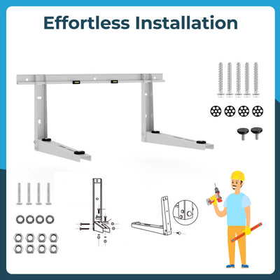 Heavy-Duty Mini Split Wall Mounting Bracket Outdoor AC Bracket with Adjustable Rubber Pads for 12000-24000 BTU Universal Ductless AC Unit