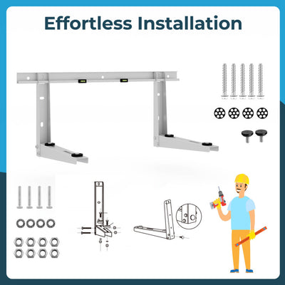 Heavy-Duty Outdoor Stainless Steel AC Bracket Mini Split Wall Mounting Bracket with Adjustable Rubber Pads for 6000-12000 BTU Universal Ductless Air Conditioner