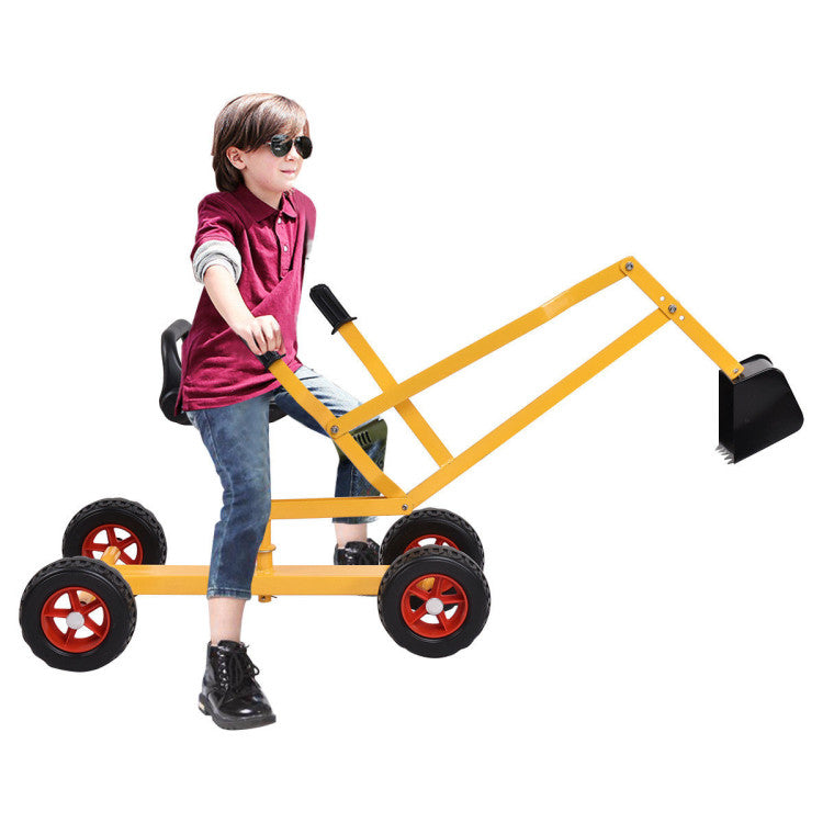 Kids Ride-on Excavator Heavy Duty Sand Digger with 360° Rotatable and Ergonomic Seat