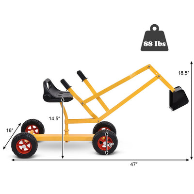 Kids Ride-on Excavator Heavy Duty Sand Digger with 360° Rotatable and Ergonomic Seat