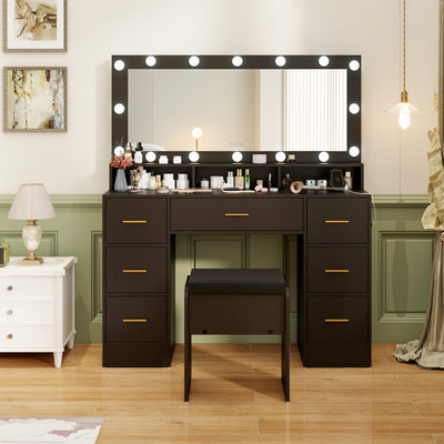 Makeup Vanity Desk Dressing Table with Drawers and Charging Station