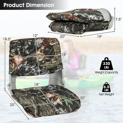 Outdoor Captain Fishing Chair Low Back Folding Padded Boat Seat with Removable Oxford Fabric Cover