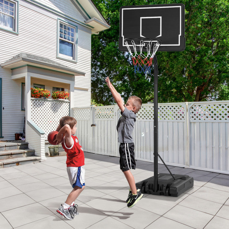 Outdoor Portable Basketball Hoop 6.9-8.5 FT Adjustable Basketball Goal System with Shatterproof PC Backboard and Fillable Base