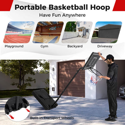 Outdoor Portable Basketball Hoop 6.9-8.5 FT Adjustable Basketball Goal System with Shatterproof PC Backboard and Fillable Base