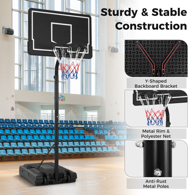 Outdoor Portable Basketball Hoop 6.9-8.5 FT Adjustable Basketball Goal System with Shatterproof PC Backboard and Fillable Base