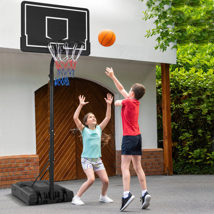 Outdoor Portable Basketball Hoop 6.9-8.5 FT Adjustable Basketball Goal System with Shatterproof PC Backboard and Fillable Base