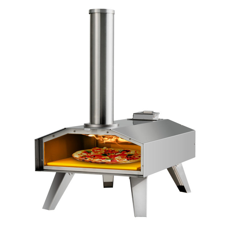 Outdoor Pizza Oven Portable Stainless Steel Pizza Cooker with 12" Pizza Stone and Foldable Legs